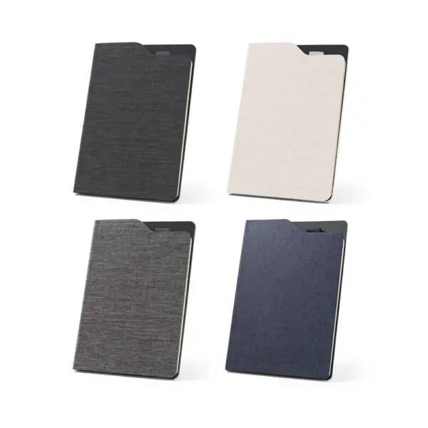 21295-Caderno A5 de capa dura em tecido poliéster 100% reciclado (100% rPET) com folhas pautadas