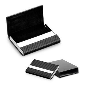 24028-Porta Cartão de Metal e couro Sintético