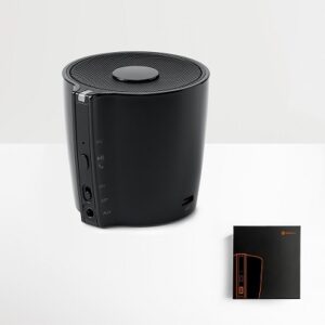 40034-Caixa de som com microfone de design moderno e discreto em ABS