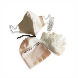 54094-Kit máscara reutilizável com álcool gel e luvas