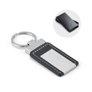 60016-Chaveiro em metal e couro sintetico