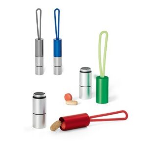 62041-Chaveiro em alumínio com led e porta comprimidos