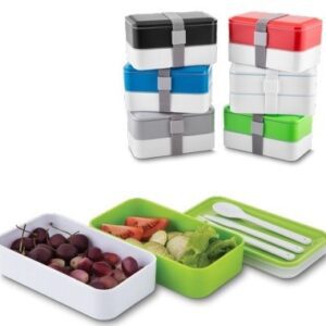 89021-Marmita Plástica de 2 Compartilhamentos e Talheres