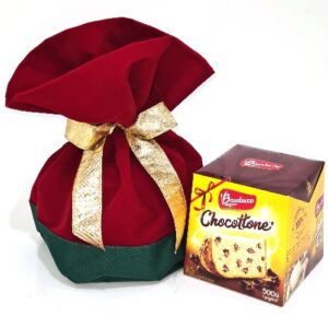 KITN10 - Kit Natalino Veludo com Panettone 500 gramas