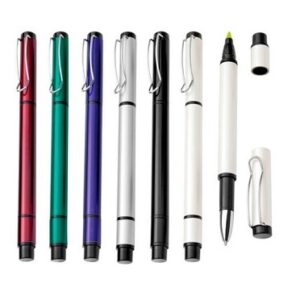 1200-Caneta metálica com marca texto e esferográfica