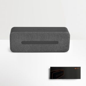 40035-Caixa de som com microfone e tecido texturizado e ABS