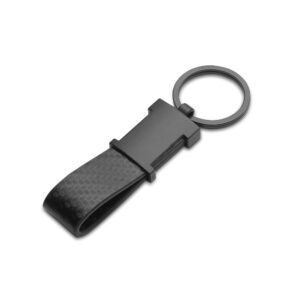 62112-Chaveiro em c. sintético com textura em fibra de carbono e metal