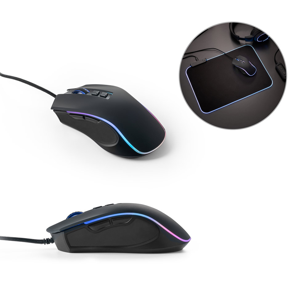 43007-MOUSE RGB. Mouse para jogos em ABS com acabamento em borracha