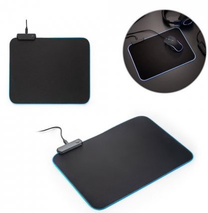 44047-MOUSEPAD RGB. Tapete para jogos em poliéster com base antiderrapante em borracha