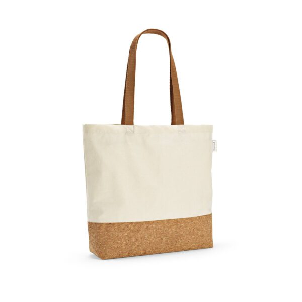 95275-Sacola em 70% algodão reciclado e 30% poliéster reciclado (220 g/m²) com fundo em cortiça