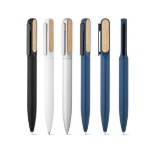 11252-Esferográfica em alumínio 94% reciclado com detalhe em bambu no clipe