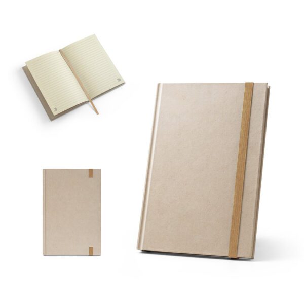 21290-Caderno A5 de capa dura em papel à base de cana-de-açúcar com folhas pautadas