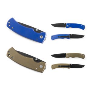 50081- Canivete em aço inox e metal com fecho de segurança e clipe