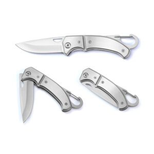 50082-Canivete em aço inox e metal com fecho de segurança