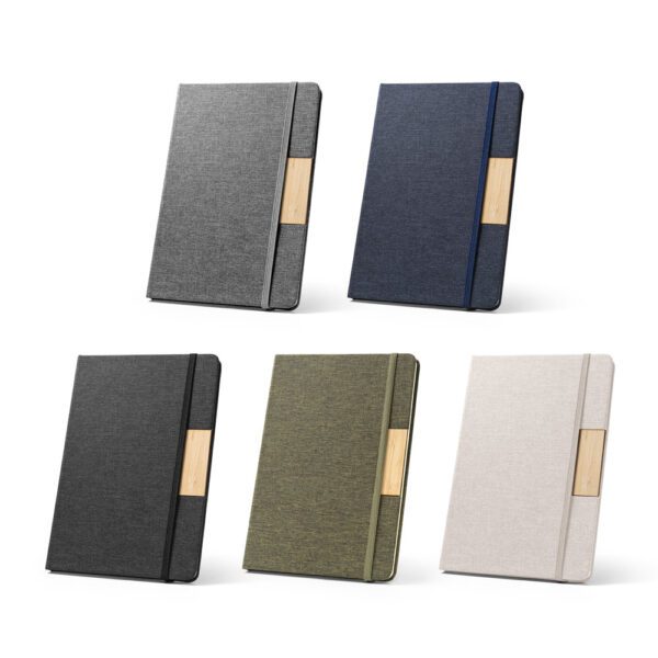 21294-Caderno A5 em tecido poliéster 100% reciclado (100% rPET) com folhas pautadas