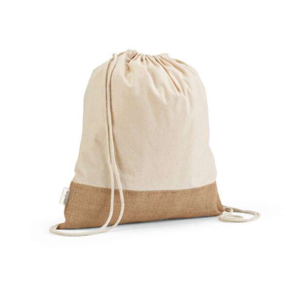 95277-Sacola tipo mochila em 70% algodão reciclado e 30% poliéster reciclado (180 g/m²) com base em juta