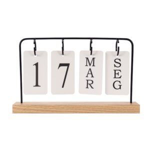 26156-Calendário Madeira com Alça Metal