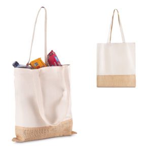 95374-Sacola em Algodão Cru 220g/m² com detalhe em Juta.