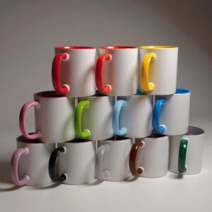 71762-Caneca Cerâmica Interior e Alça Colorida 325ml