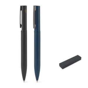 16105-Esferográfica elegante em metal 60% reciclado com escrita em azul