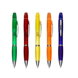 12026-Caneta Plástica com Marca-Texto