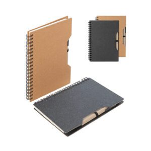 21536-Caderno capa em papelão reciclado com caneta