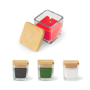 69181-Vela aromática 50 g em copo de vidro com tampa em bambu