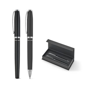 16115-Set premium composto por 1 caneta esferográfica e 1 caneta roller em cobre e aço inox