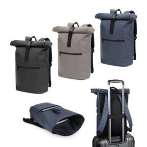 90433-Mochila "roll top" em PU com bolso para notebook (16")